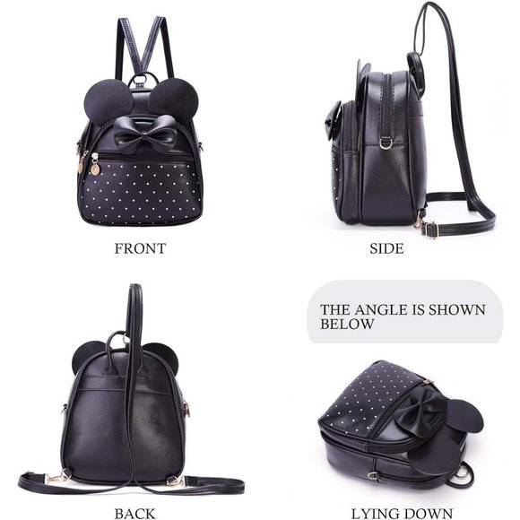 Bowknot Polka Dot Mini Backpack And Convertible Shoulder Bag Purse for Women - Picture 5 of 7